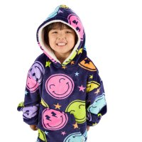 18C1045: Kids Plush Oversized Hoodie- Smiley (One Size - 3-6 Years)